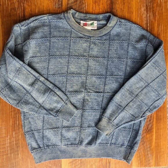 Vintage La Victoria Blue Acid Wash Sweater Size M 100% Cotton - Picture 3 of 11